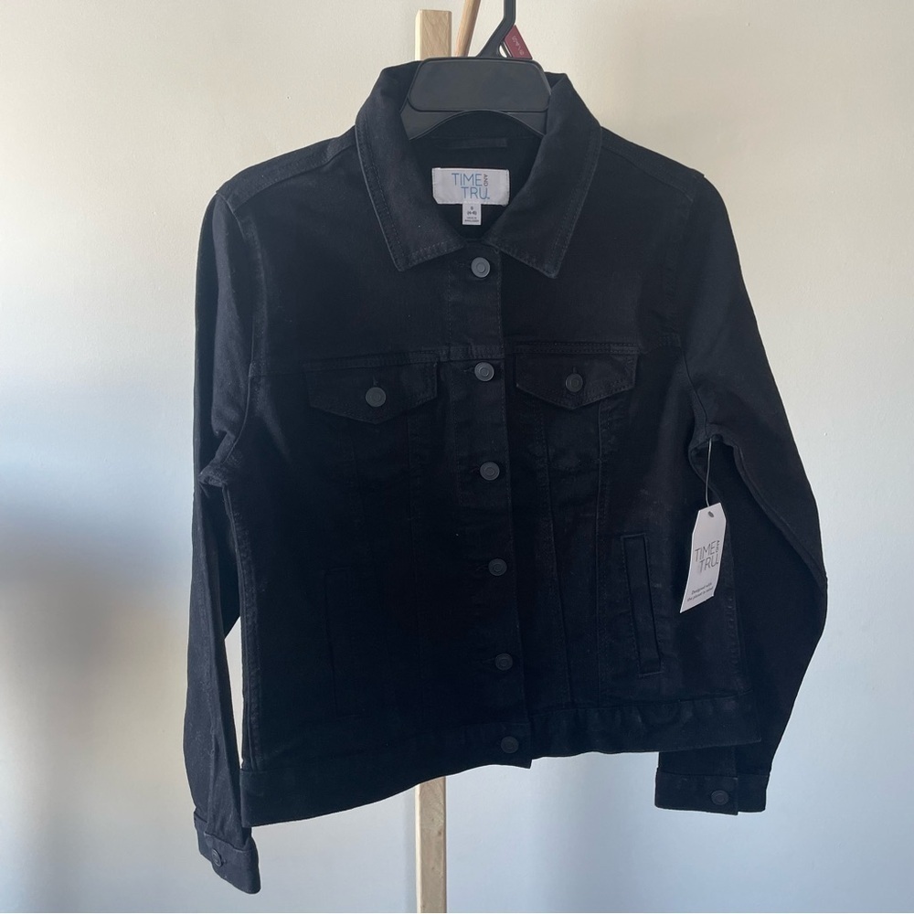 Time and Tru Black‎ Denim Jacket Women's Size Small